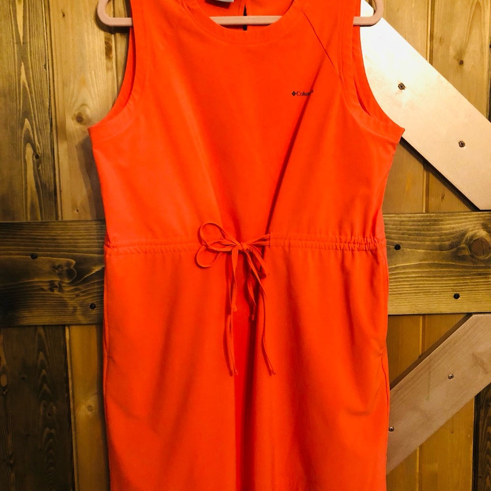 Columbia Orange Sleeveless Tie Front Mini Dress